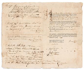 (AMERICAN REVOLUTION--1780.) Power of attorney and will drawn up by a sailor about to debark on a privateer.